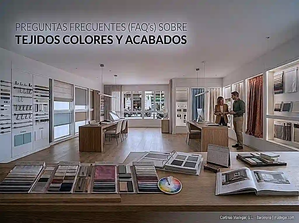 Preguntas frecuentes sobre tejidos, colores y acabados de cortinas a medida