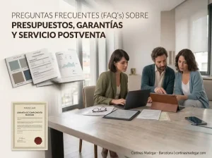 Preguntas frecuentes sobre presupuestos, garantías y servicio postventa en cortinas a medida