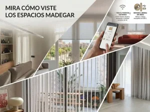 Selección de proyectos textiles a medida confeccionados por Madegar en el área metropolitana de Barcelona, incluyendo venecianas de madera, cortinas divisorias de espacios y automatización domótica.